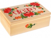 Русское лото роспись "Цветы" в деревянной шкатулке светлое