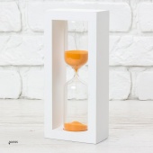 ЧП300595 Часы песочные 15 мин., песок оранжевый корпус белый (20х5х9см)