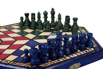 164 Шахматы "На троих" малые (16х28х4,5 см) дерево, для 3 игроков